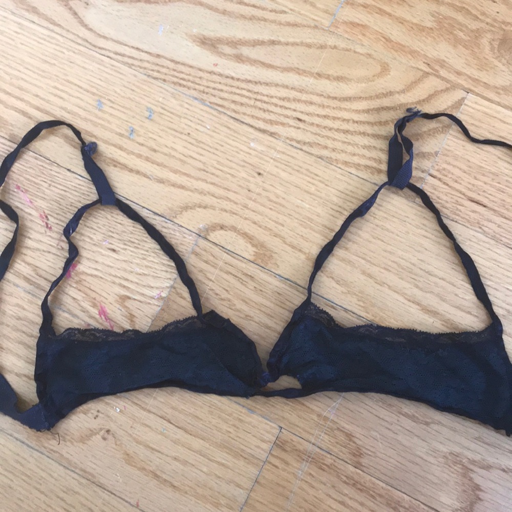Bdsm bra small 34B black silk lace